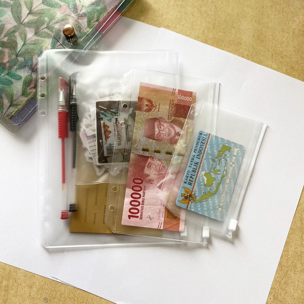 

[NIQNIQ] 10Lembar A5 A6 Ziplock Bag / Pouch / Kantong Binder 6 Rings Transparan - ST314