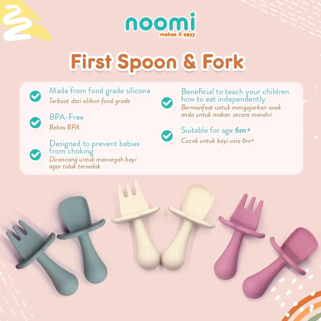 Noomi First Spoon and Fork - Sendok Garpu Bayi 6m+