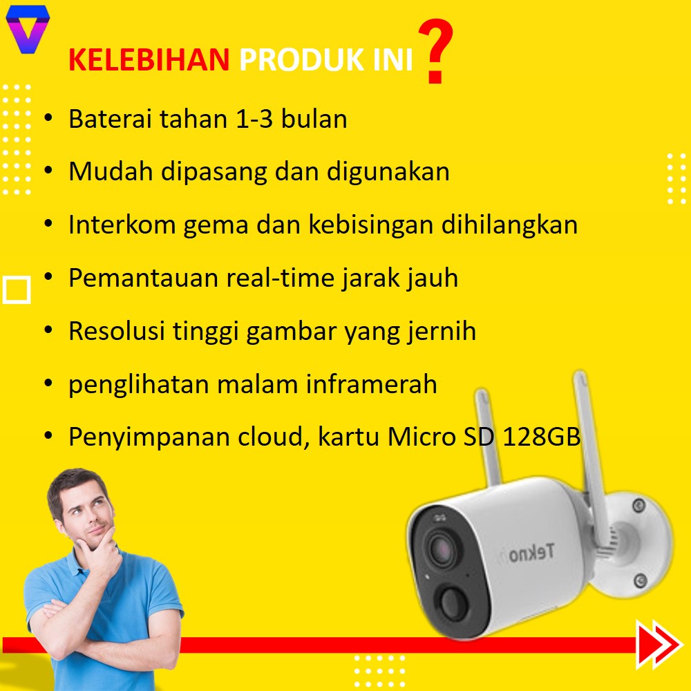 KAMERA CCTV OUTDOOR TANPA KABEL SAMBUNG WIFI WATERPROOF IP CAMERA WIRELESS INDOR PORTABLE BATERAI CCTV KEBUN JS175