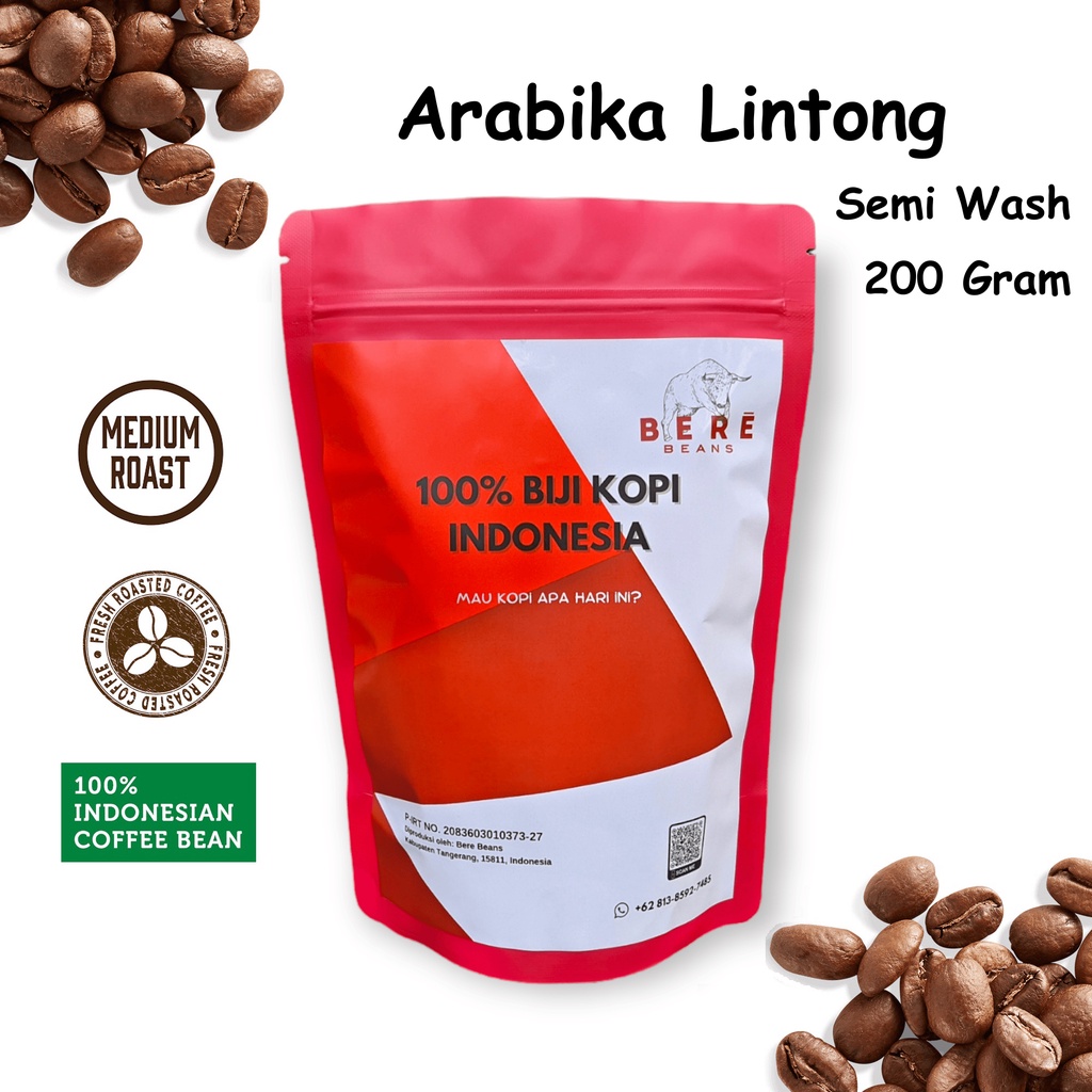 

Kopi Arabika Lintong Sumatera Utara Indonesia 200 GRAM Biji Bubuk Coffee Beans Arabica Coffe Bean