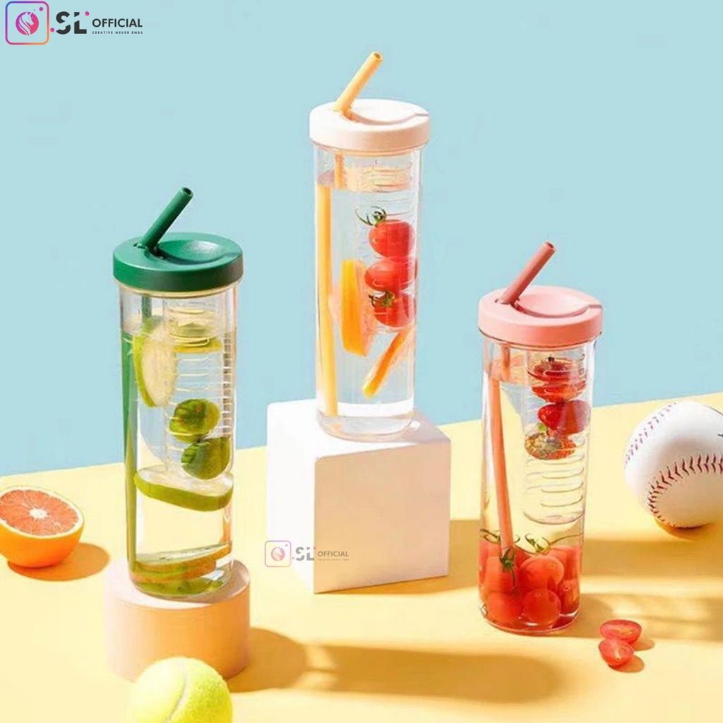 Botol Minum Infused 700ml / Botol Minum + Sedotan / Botol Sedotan Infused / Tumblr Cup Unik