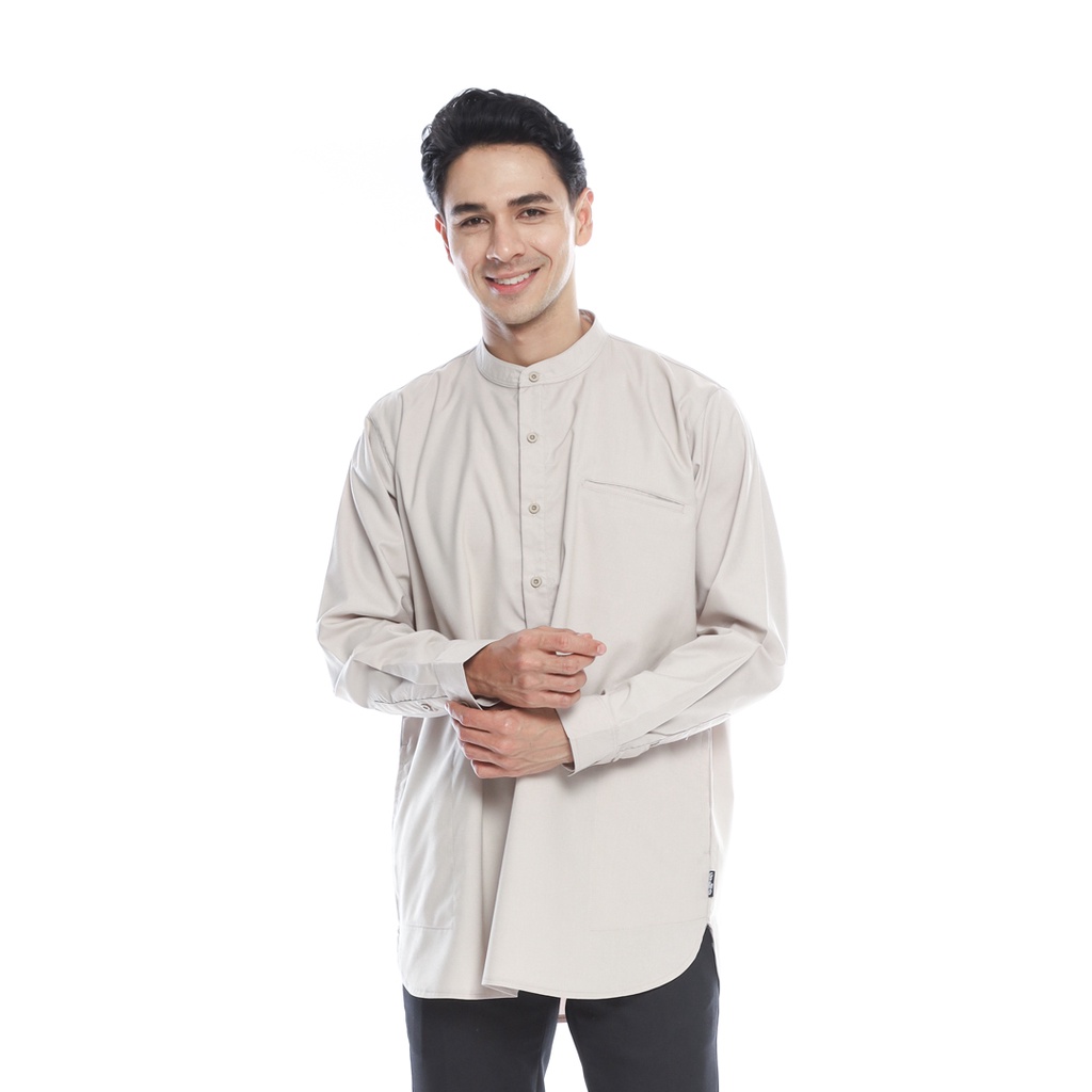 Gizmo Baju Koko Kurta Muslim Premium Lengan Panjang Krem