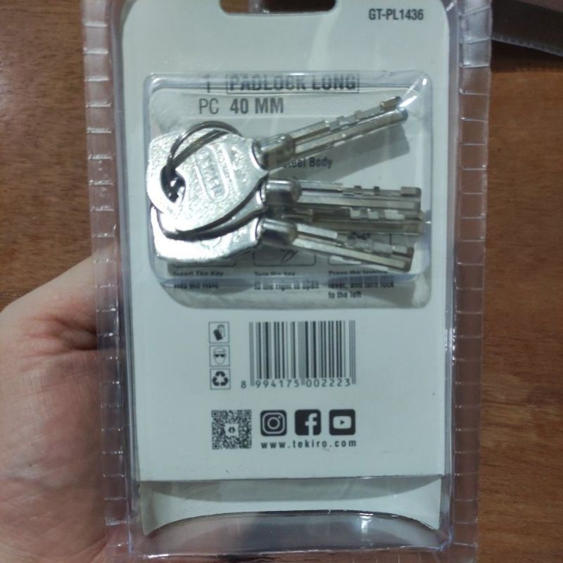 kunci gembok tekiro 40mm ( leher panjang)/ gembok tekiro 40mm panjang ( isi kunci 4pc)/PADLOCK LONG 40MM tekiro