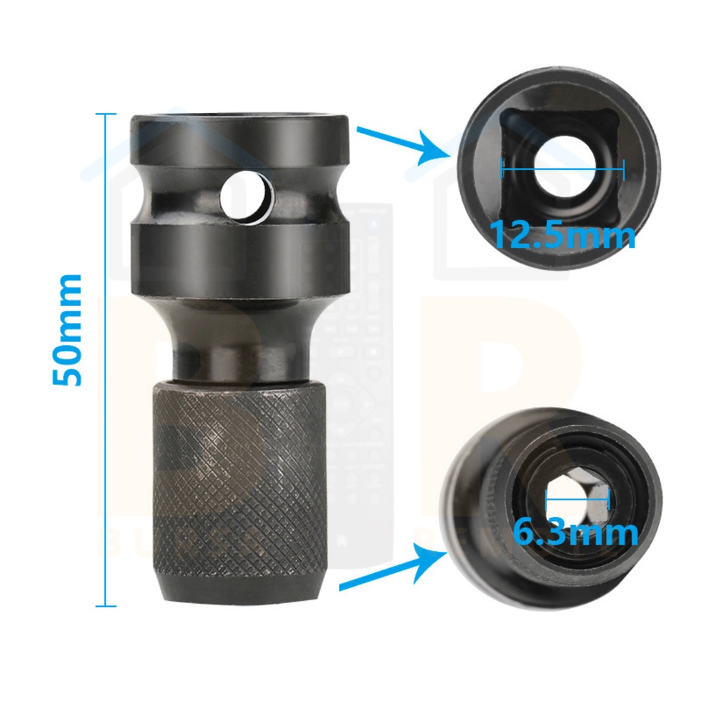 Hex Socket Adapter Converter Impact 1/2&quot; Square To 1/4&quot; Konektor Driver Soket Magnetic Telescopic