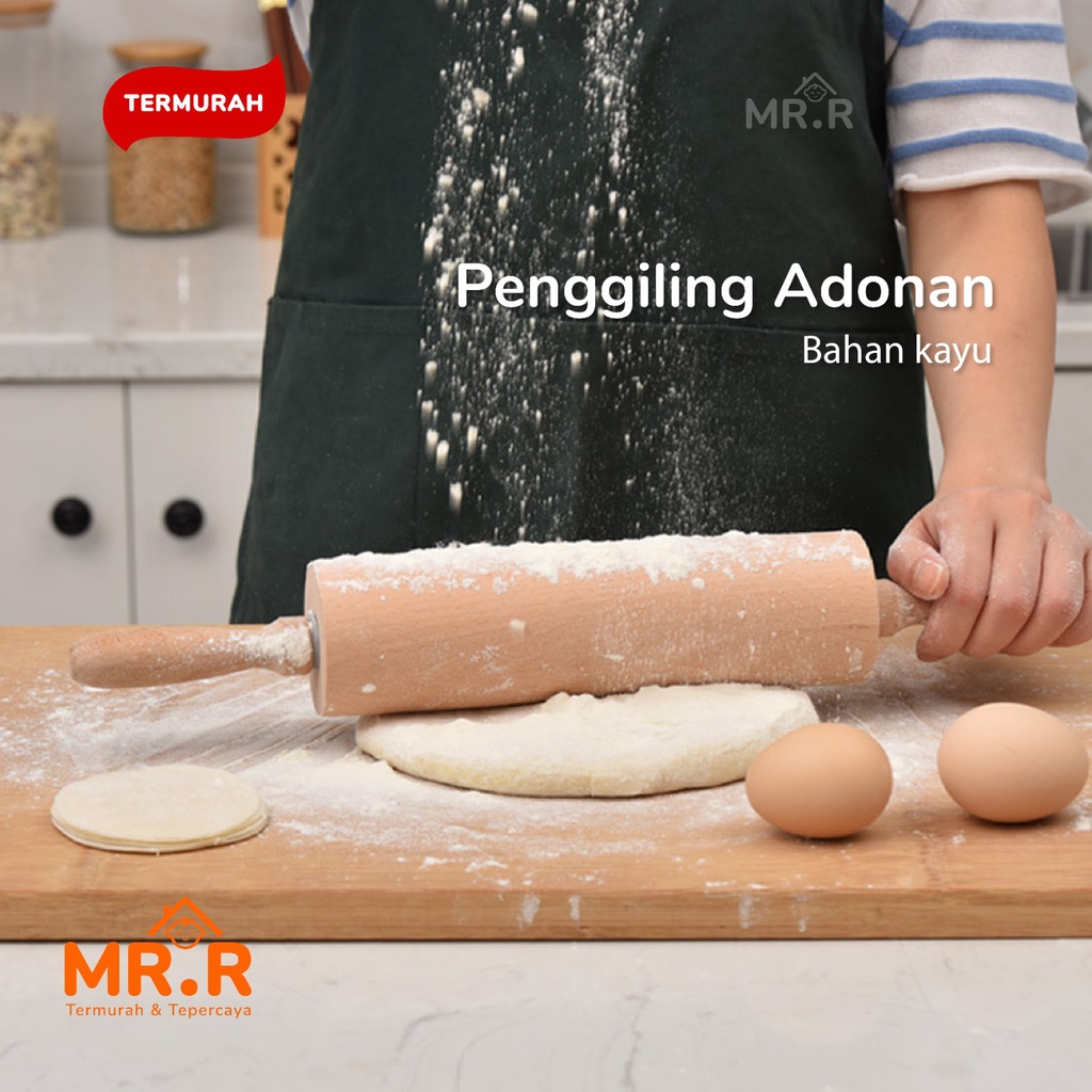 Gilingan Adonan Kue Kayu Mahoni Penggilas Adonan Roti Rol Kue Rolling Pin