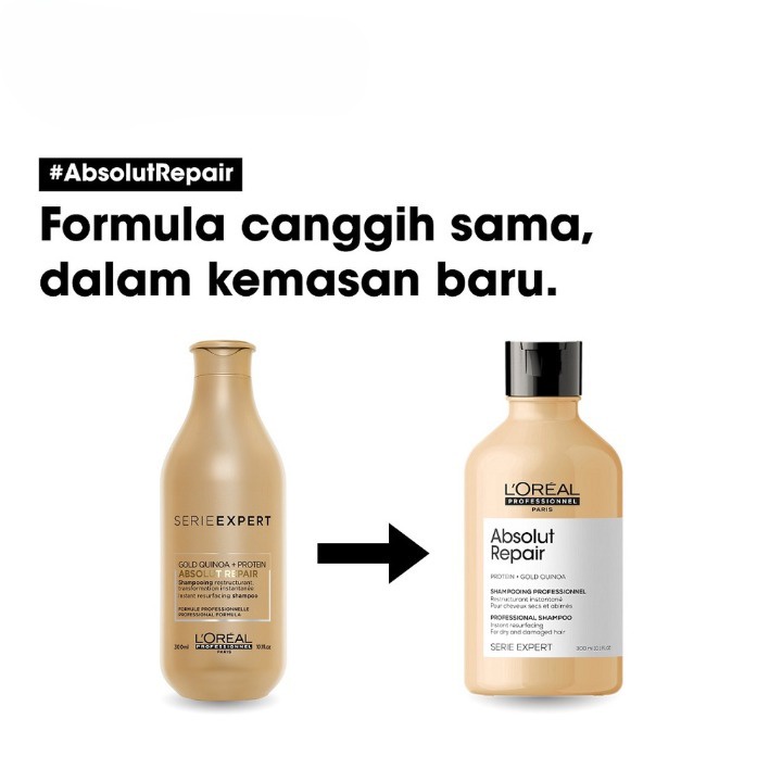 LOREAL Serie Expert Absolut Repair Shampoo Conditioner Set - Shampo Kondisioner Perawatan Rambut Kering Rusak Bercabang