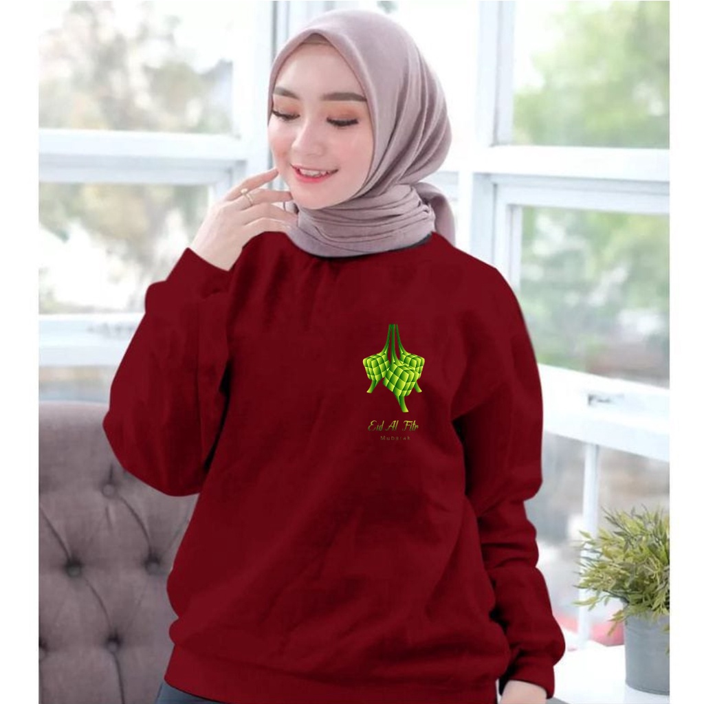 baju lengan panjang wanita logo ketupat edisi lebaran idul fitri / kaos distro keren trendy dan kekinian