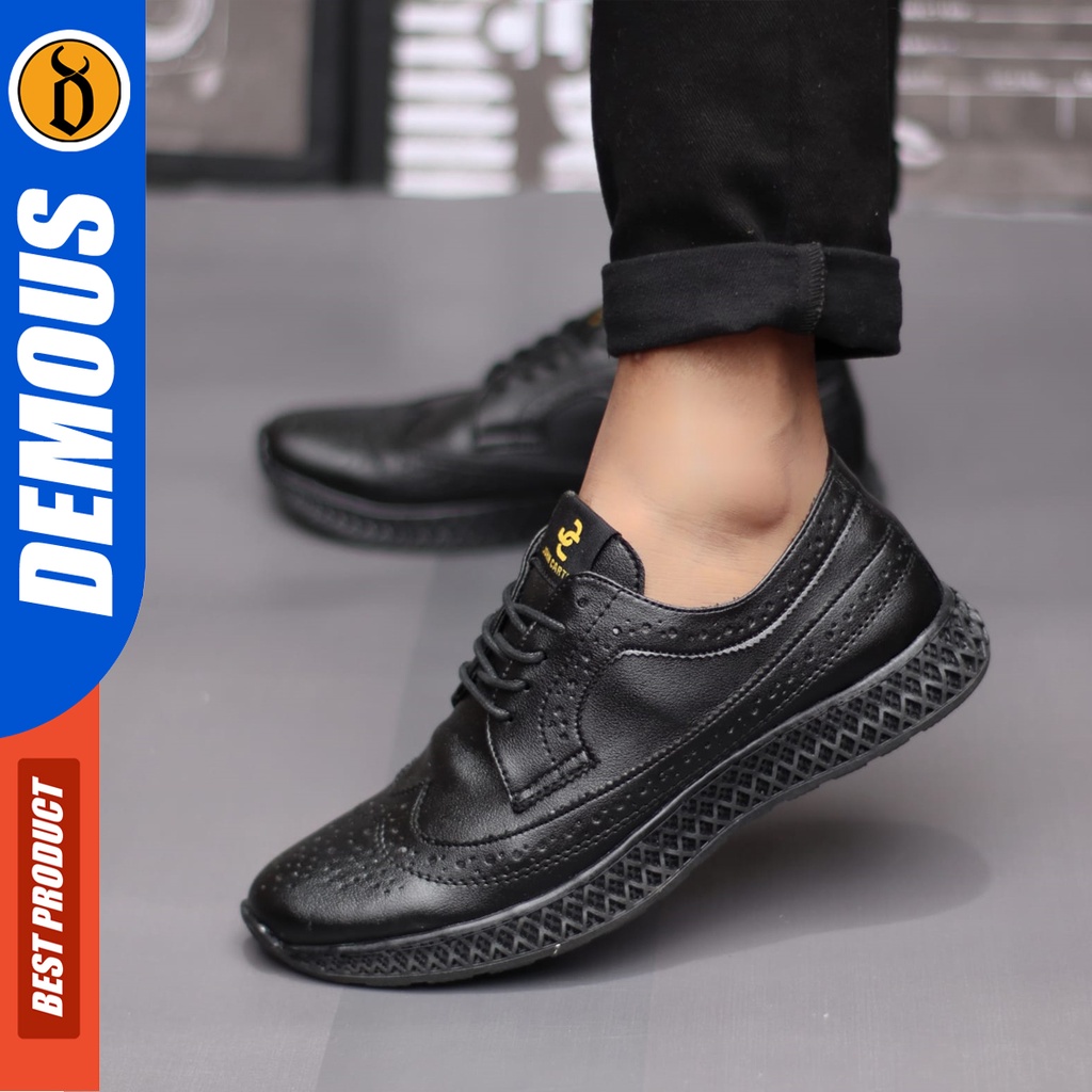 Demous Coyote - Sepatu Sneakers Pria Casual Kerja Hitam