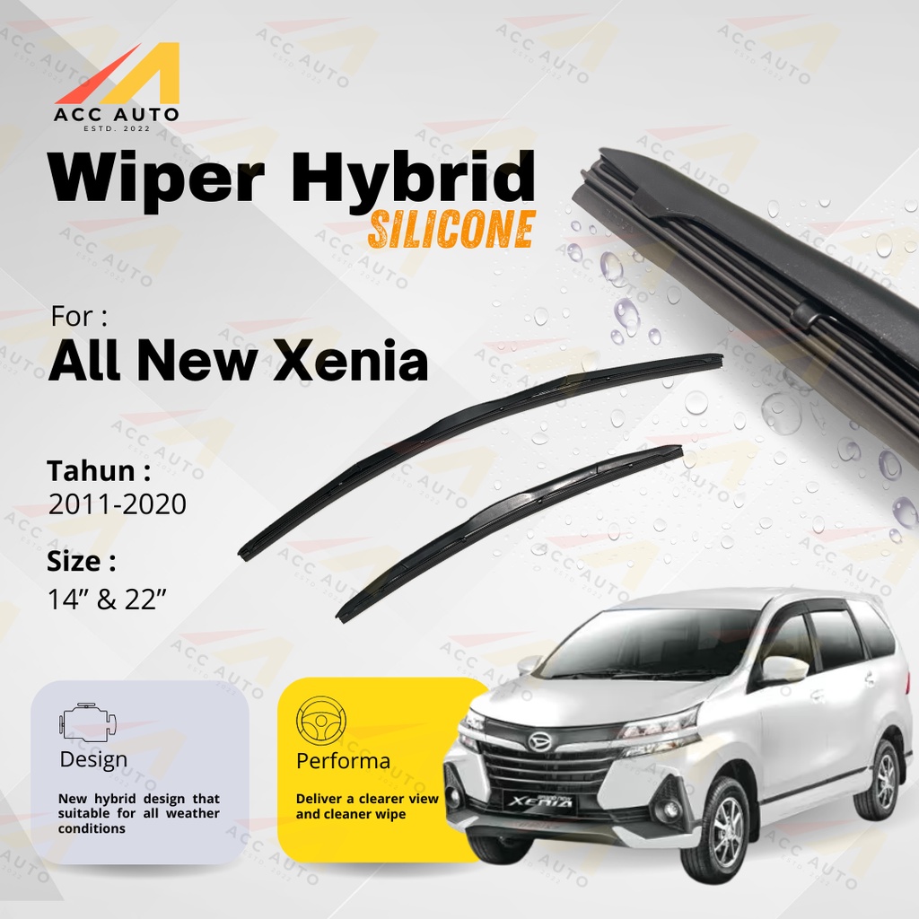 Wiper Frameless Mobil Daihatsu All New Xenia Karet Kaca Silicon Hybrid / Kipas Kaca Model OEM