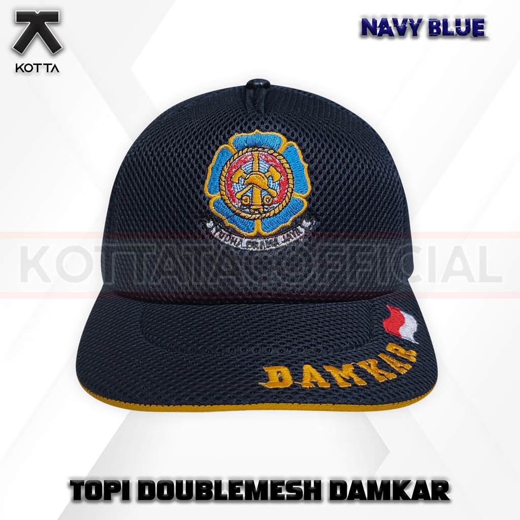 TOPI JALA DAMKAR NAVY - TOPI JARING DAMKAR LOGO - TOPI DAMKAR BORDIR LAMBANG