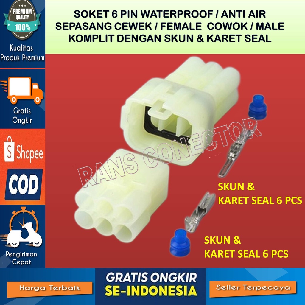 SOKET DLC KAWASAKI 6 PIN MALE FEMALE SOKET DLC RESET SOKET DLC SHORT CONNECTOR DLC ECT