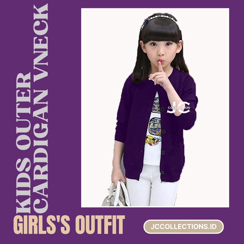 Kardigan Anak Perempuan Leher VNeck Wenny / Teens Cardigan Girl V-Neck - JCCollections