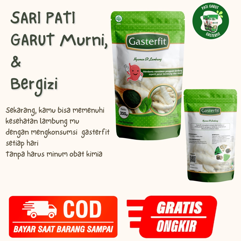 

Gasterfit Sari Pati Garut ( isi 200 grm ) untuk penyakit lambung | Herbal alami | nyaman di perut