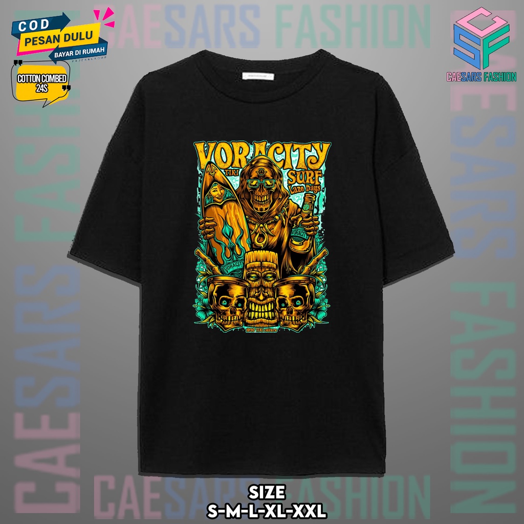 Baju Distro TIKI VORCITY SURF Garments Unisex - Katun - Baju Kekiian