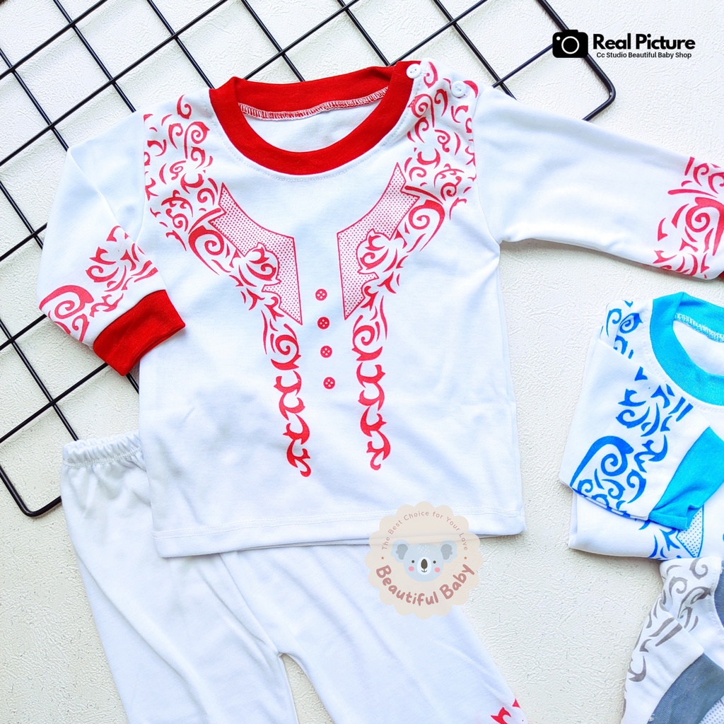 Setelan Piyama Baju Bayi Celana Panjang Lengan Panjang Motif Koko Usia 3-12 Bulan / Baju Muslim Bayi Laki-laki / Koko Bayi Panjang / Baby.ou