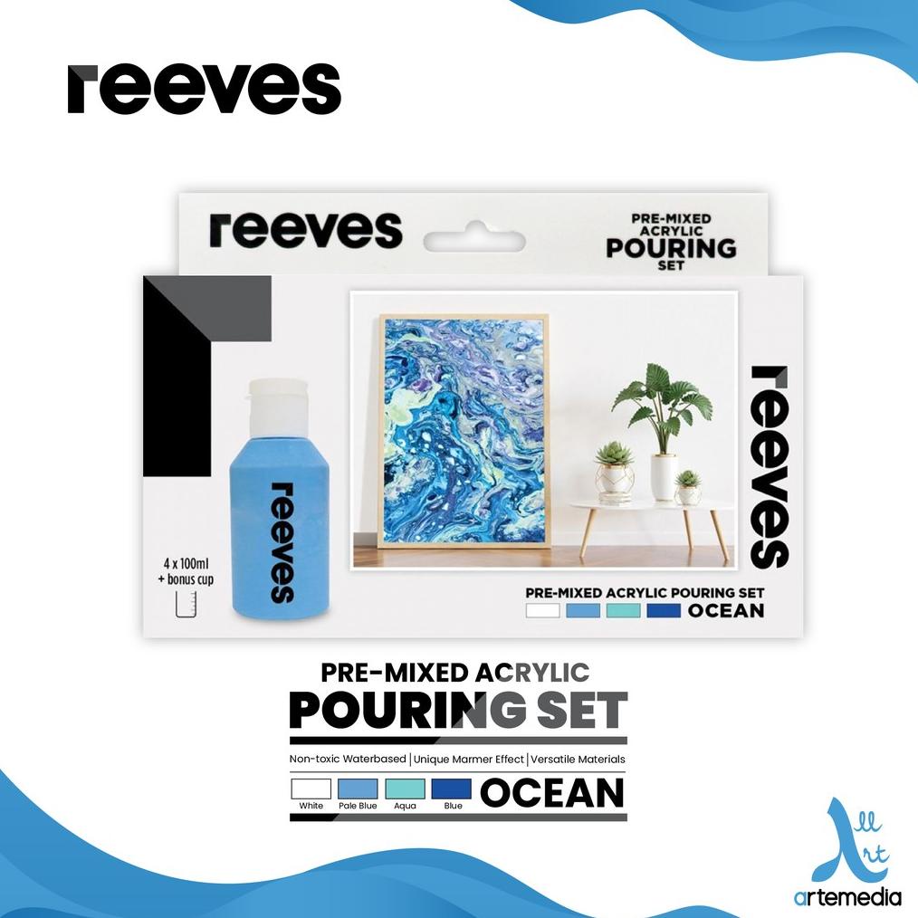 

Cat Akrilik Reeves Pre Mixed Acrylic Pouring Paint Ocean Color Set