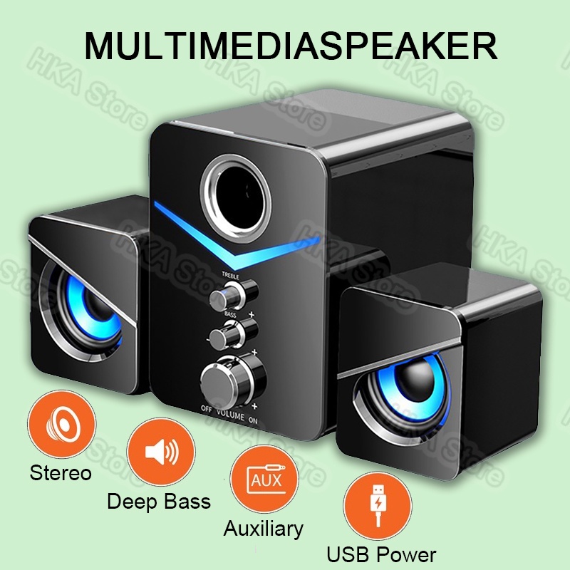 Surround Bass Mini Speaker Stereo Multimedia Komputer Portable and Bluetooth Wireless