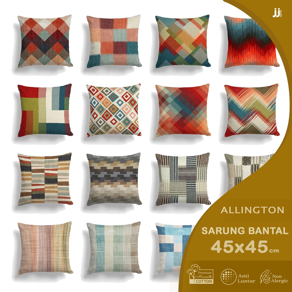 SARUNG BANTAL SOFA 45X45 CM PRINT MOTIF ALLINGTON PATCHWORK CANVAS