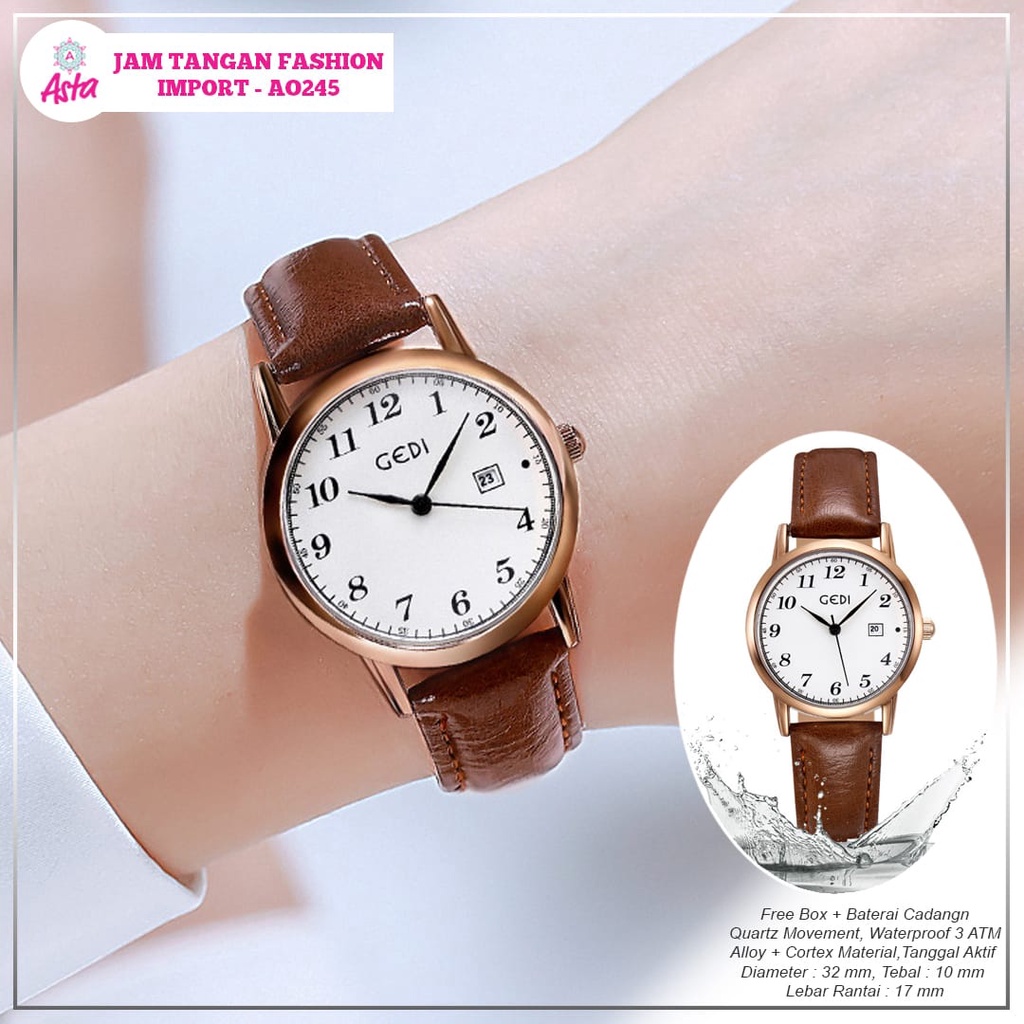 Jam Tangan Wanita Import PU leather Kode A0245