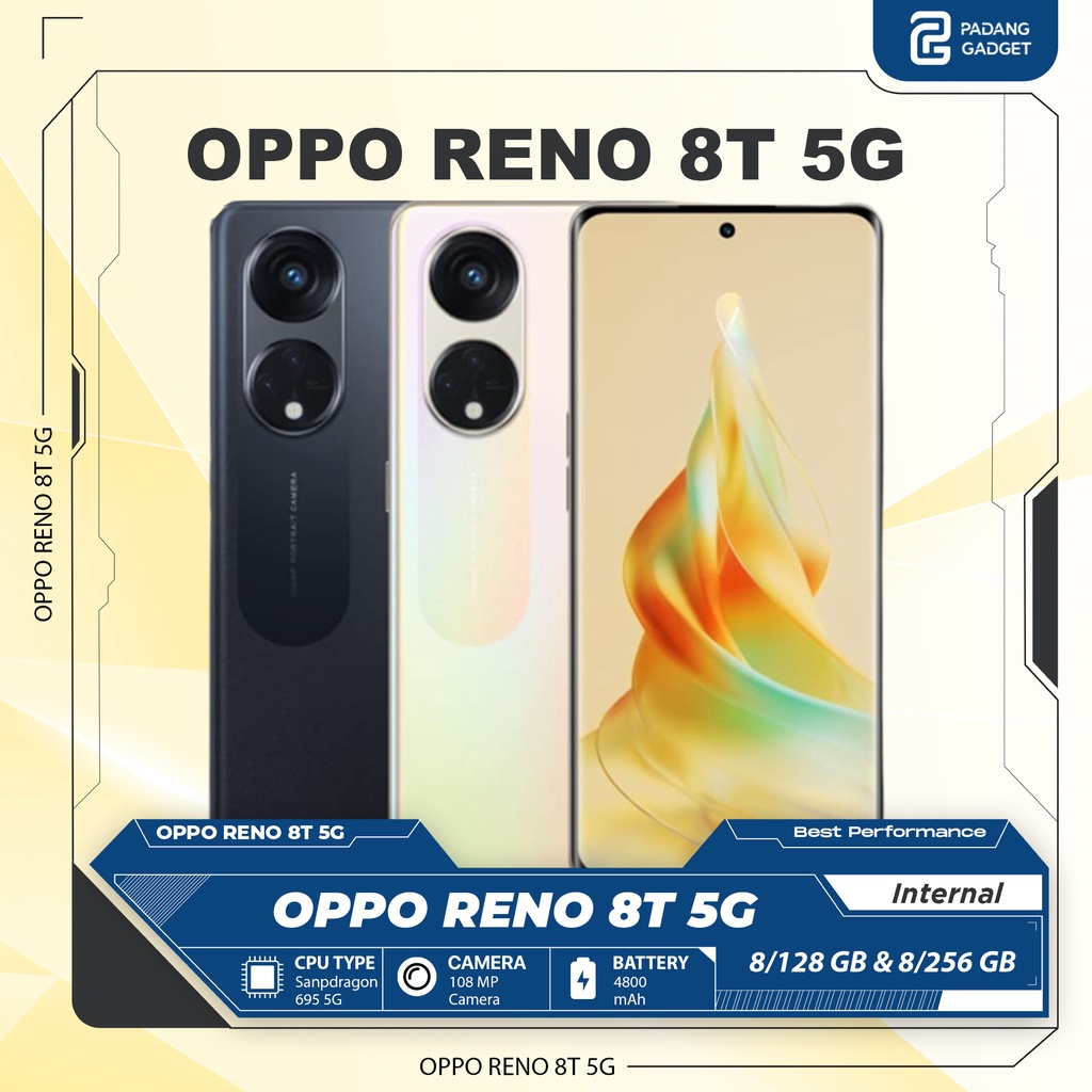 Oppo Reno 8T 5G 8/128 &amp; 8/256 GB Original Ram Extended Smartphone Hp Baru Bersegel Garansi Resmi Oppo