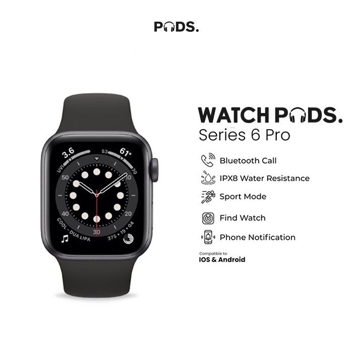 WATCHPODS S6 PRO SMARTWATCH BLUETOOTH BY PODS INDONESIA