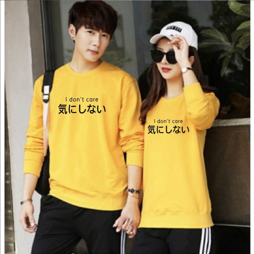 baju lengan panjang COUPLE i dont care / kaos distro trendy keren dan kekinian