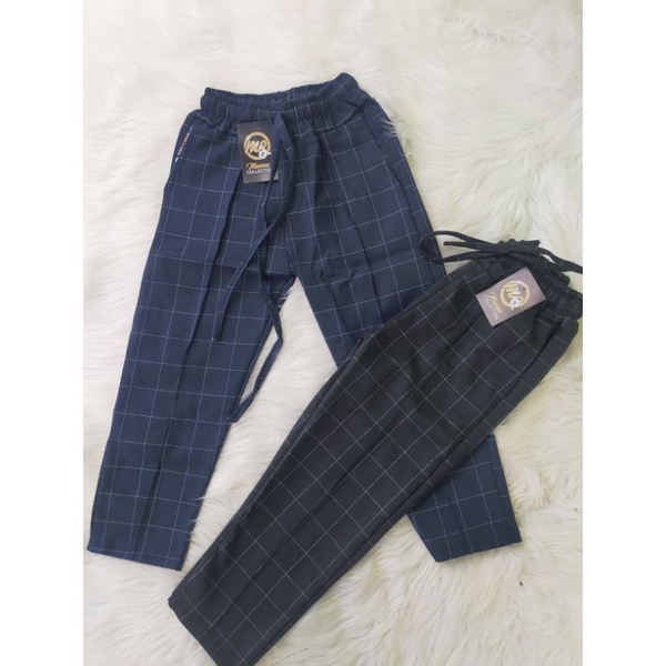 celana anak perempuan 6-13 tahun celana begy motif kotak kotak fashion anak