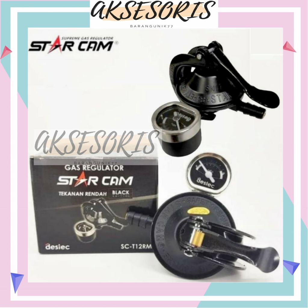 REGULATOR STAR CAM METER SC-T12RM / STARCAM SCT12RM BLACK EDITION / REGULATOR STAR CAM METER / REGULATOR GAS ELPIJI STARCAM SC-T12RM REGULATOR ANTI BOCOR / GAS REGULATOR TEKANAN RENDAH MURAH / STAR CAM REGULATOR MURAH