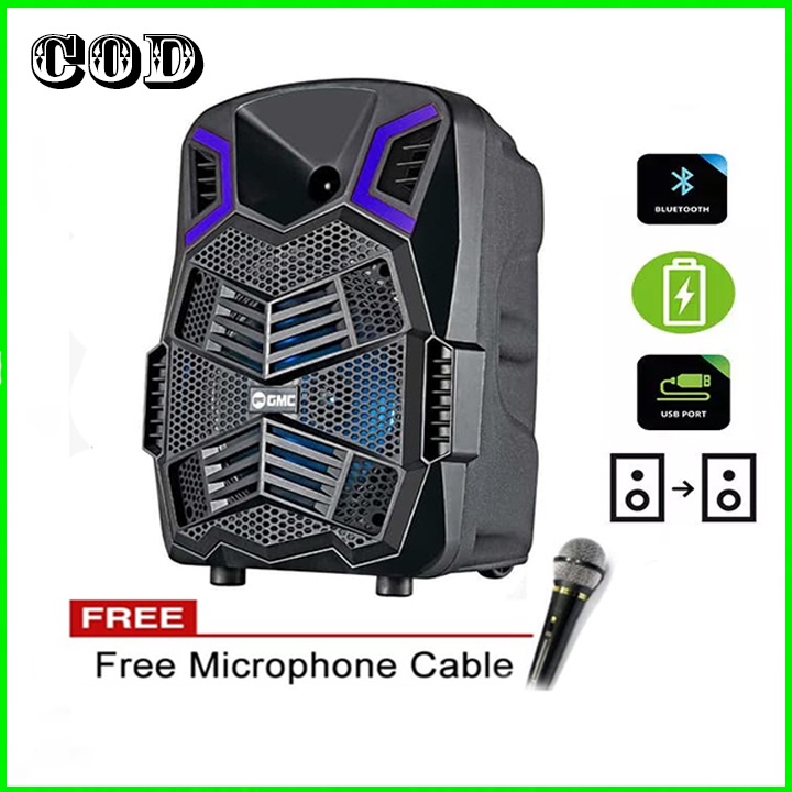 Speaker GMC 897J 8Inc Subwoofer Bluetooth Portable Free Mic Karaoke termurah