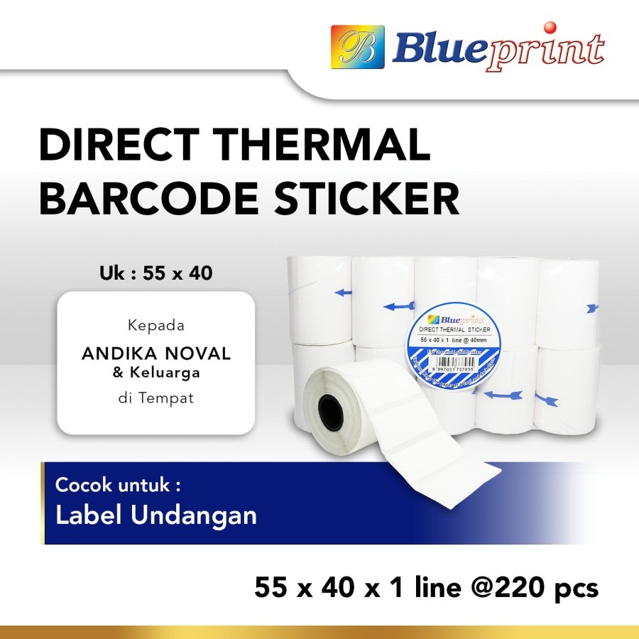 

Direct Thermal Sticker / Label Stiker BLUEPRINT 55x40 isi 220