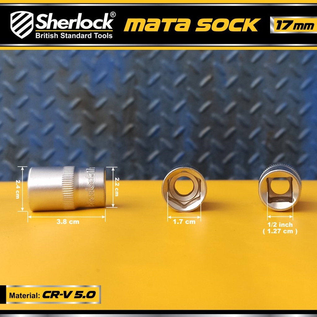 Kunci Shock 17 mm 6 PT Original Sherlock Mata Sok/Sock 1/2 inch