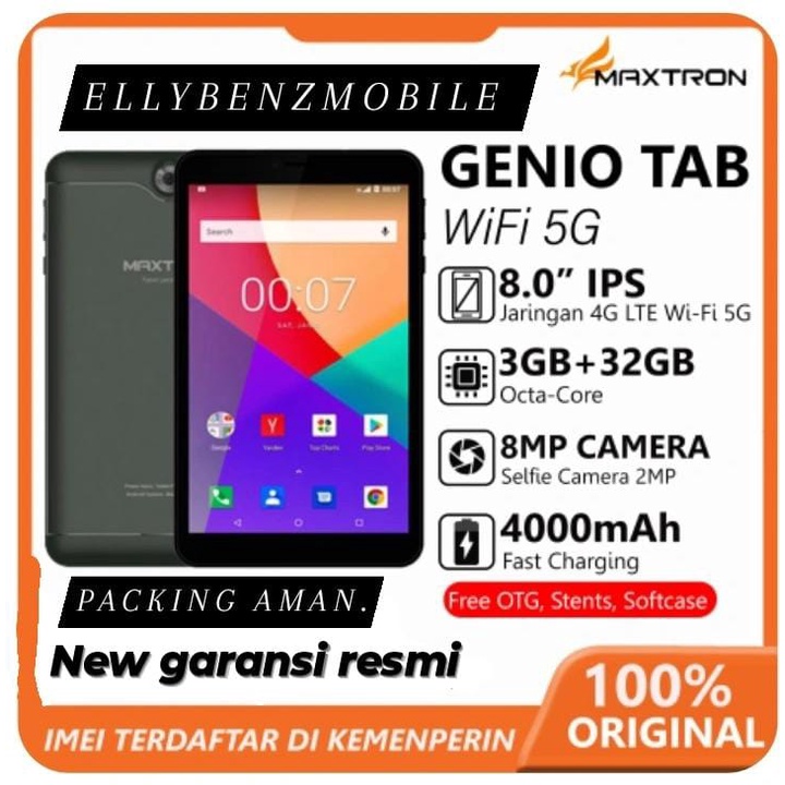 Tab Termurah Maxtron Genio Smart Wifi5G 8Inch 3/32GB New Garansi Resmi