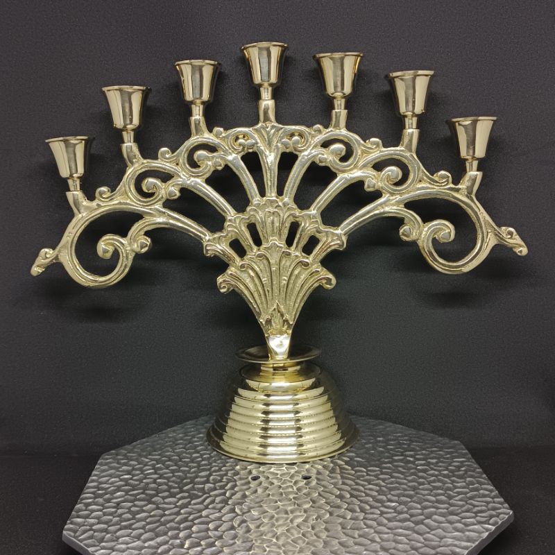 Tempat Lilin Kuningan Gold , cabang 7 / 7 Lubang lilin