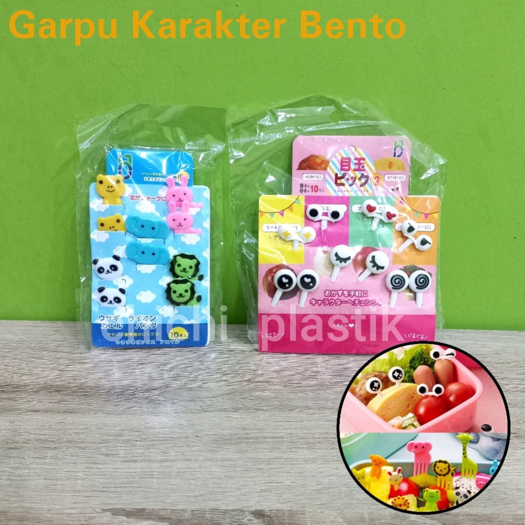 Garpu bento tusukan karakter buah kue nasi motif binatang mata