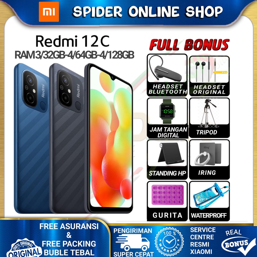 Xiaomi Redmi 12C Ram 3/32GB &amp; 4/64GB Ram 4GB Rom 64GB Garansi Resmi