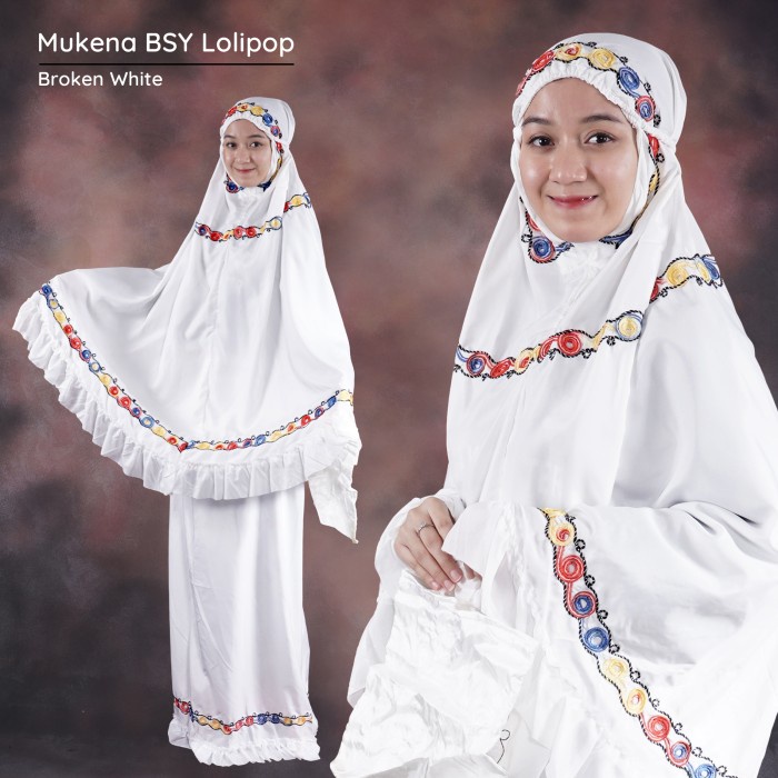 Mukena Wanita  Mukena Dewasa Bsy Lolipop Broken White Terbaru Mukena Bsy Terlaris silk bagus dan mur