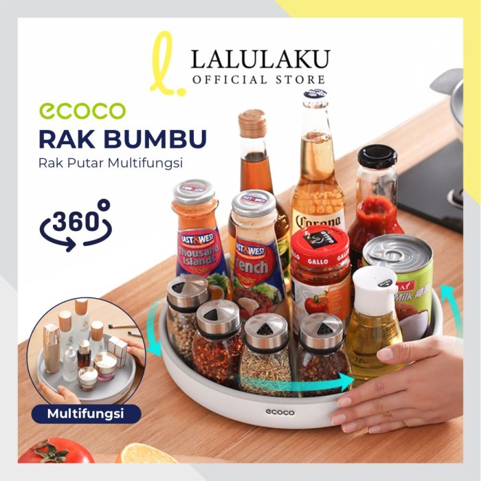 Ecoco Rak Penyimpanan Putar Rak Bumbu Dapur Multifungsi rak makeup