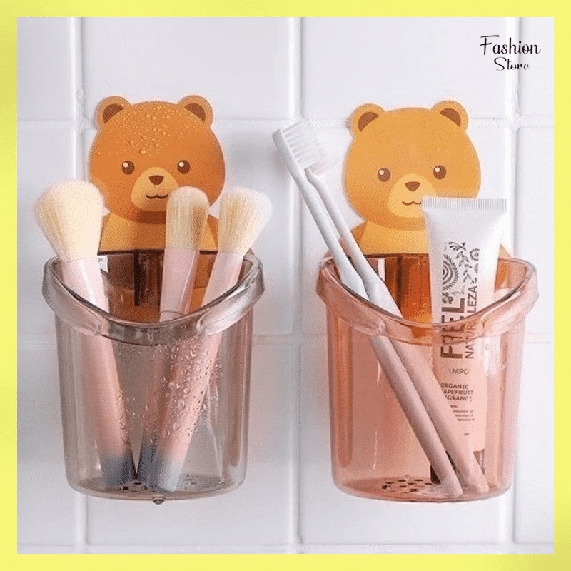 FS- RAK HOLDER TEMPEL DINDING BERUANG / RAK TEMPAT SIKAT GIGI / TEMPAT MAKEUP MULTIFUNGSI