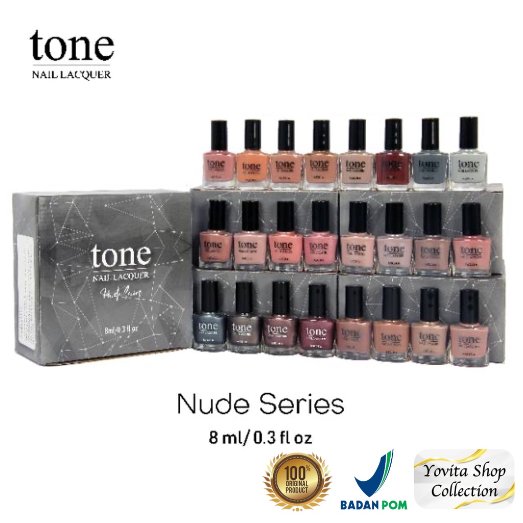 Kutek Tone Nail Lacquer Nude Halal Murah 8ml | Cat Kuku Tone Nail Polish 8ml BPOM