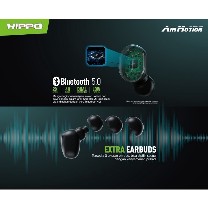 Hippo Airmotion TWS Bluetooth V 5.0 Dynamic Speaker Dual Mic IPX4 Life