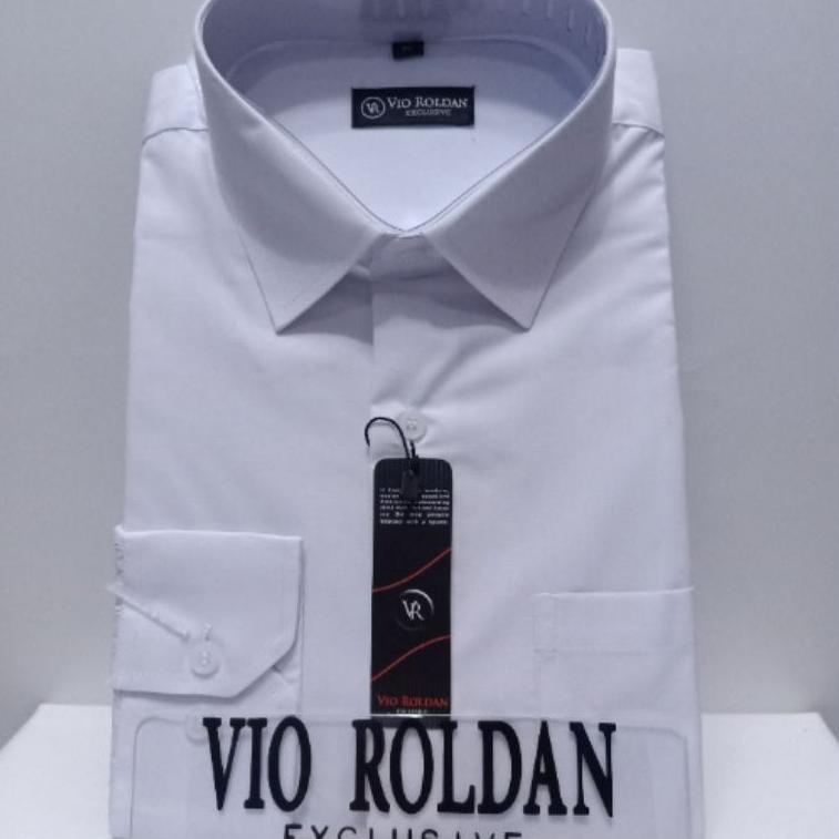 REKOMENDASI Vio Roldan Kemeja Polos Putih Lengan Panjang Pendek Kemeja Pria