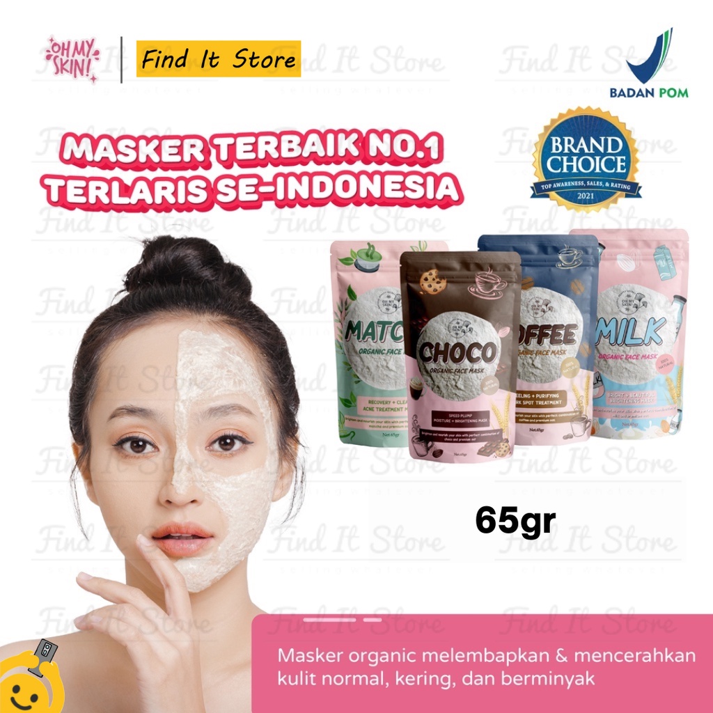 Oh My Skin! Masker Organik 65gr &amp; 25gr | Organic Face Mask | Masker Bubuk Original 100% BPOM