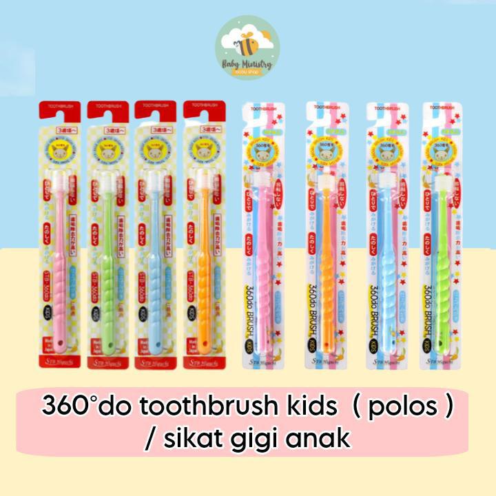 360do Toothbrush for Kids (POLOS DAN MOTIF) / Sikat Gigi Jepang 360 derajat / GREEN / BIRU / ORANGE / BROWN / RILAKUMA / MY MELODY