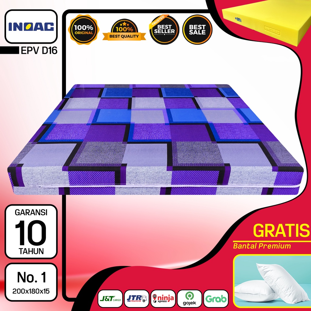 [200X180X15] Kasur Busa Inoac EPV D16 Ukuran 200x180x15 Garansi 10 Tahun Anti Kempes GRATIS Bantal M