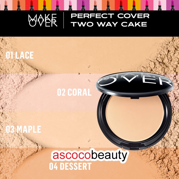 MAKE OVER Perfect Cover TWC Two Way Cake 12g Makeover Bedak Padat Full Refill Refil ✰ ascocobeauty ✰