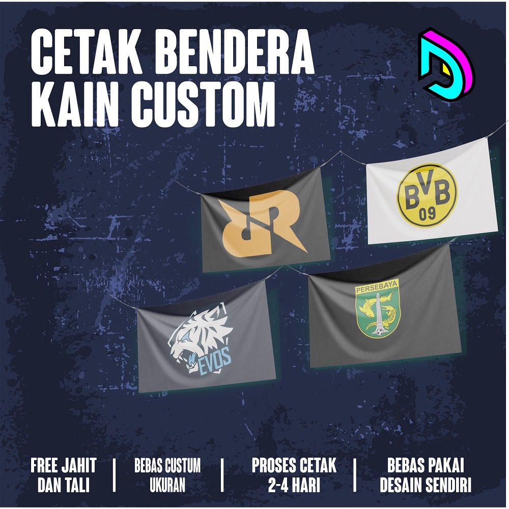 BENDERA KAIN CUSTOM FULL PRINT | CETAK BENDERA CUSTOM | BENDERA CUSTOM | GIANT FLAG CUSTOM | MINI FL