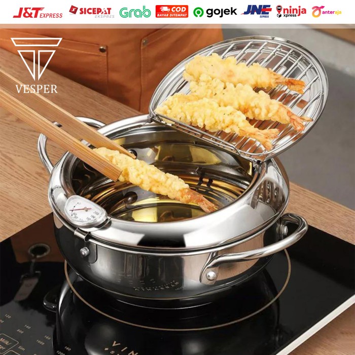 [Fryer] Japanese Deep Fryer Pot Thermometer / Panci Penggoreng Suhu Tinggi [Dapur]