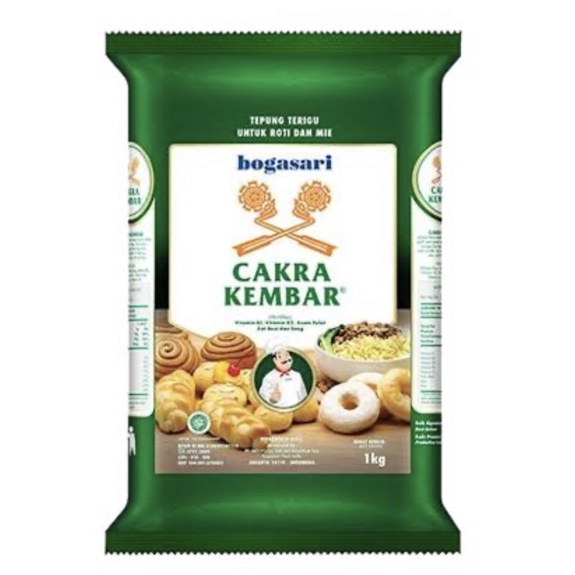 

Tepung roti cakra kembar 1kg terigu protein tinggi cakra