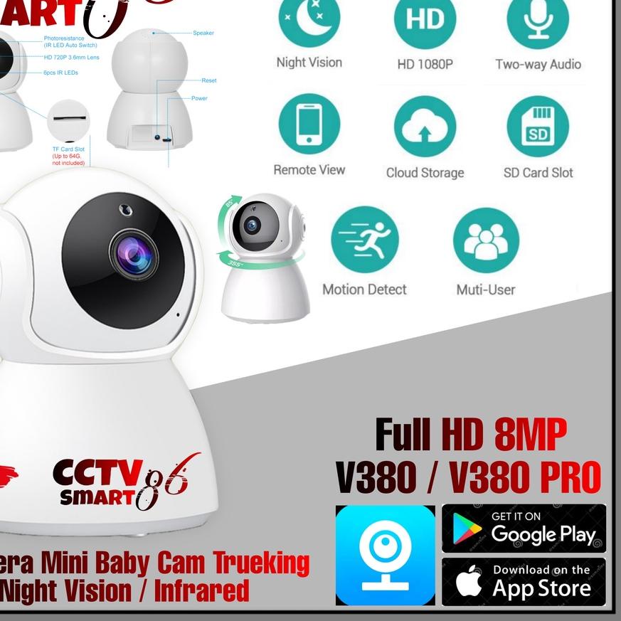 ♣ CCTV V380 Ip Camera Mini 8MP HD 1080P Wireless CCTV Wifi Snowman Kamera CCTV ➱