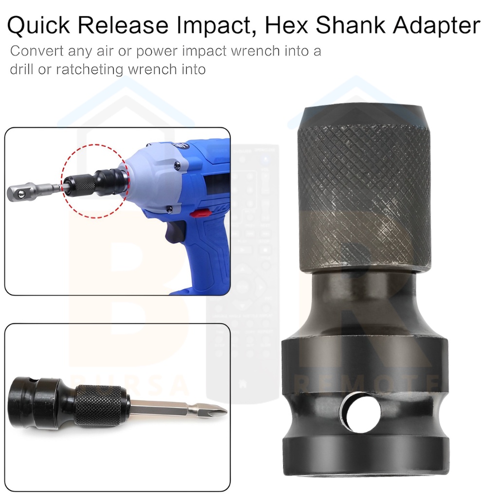 Hex Socket Adapter Converter Impact 1/2&quot; Square To 1/4&quot; Konektor Driver Soket Magnetic Telescopic